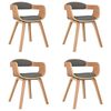 vidaXL Cadeira de jantar 4 pcs madeira curvada e tecido cinzento-claro