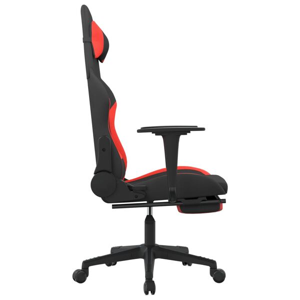 vidaxL Cadeira de gaming c/ apoio para os p&eacute;s tecido preto e vermelho