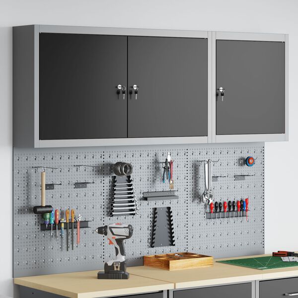 vidaXL Conjunto de Arm&aacute;rio de Ferramentas e Pegboard 5 pcs Preto
