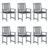 vidaXL Cadeiras de jardim c/ almofad&otilde;es 6 pcs ac&aacute;cia maci&ccedil;a cinzento