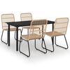 vidaXL 5 pcs conjunto de jantar para exterior vime PE e vidro
