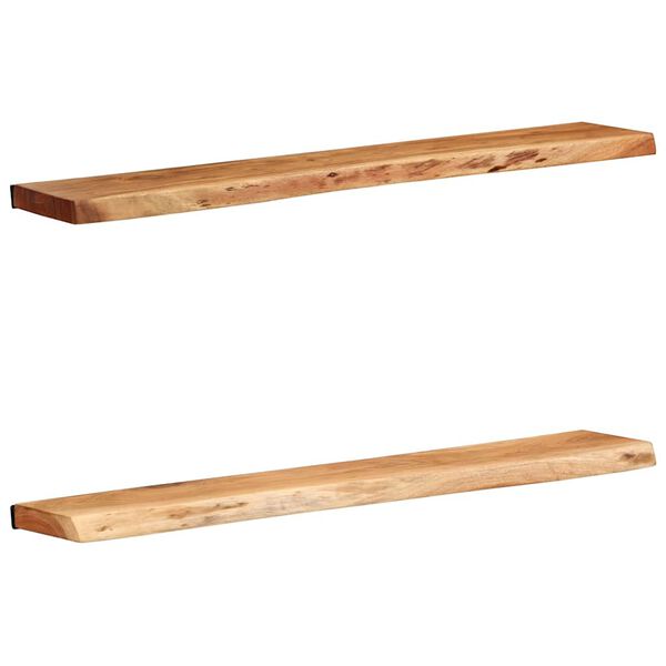 vidaXL Prateleiras parede 2 pcs 100x20x3,5 cm madeira de ac&aacute;cia maci&ccedil;a