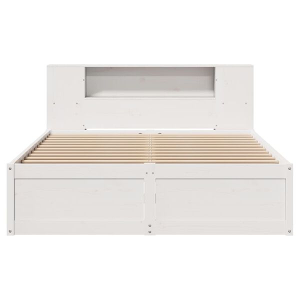 vidaXL Cama sem colch&atilde;o 135x190 cm madeira de pinho maci&ccedil;a branco