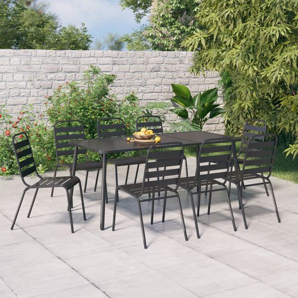 vidaXL 9 pcs conjunto de jantar para jardim a&ccedil;o antracite