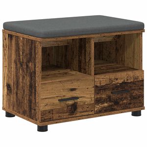 vidaXL Banco de Hall com almofada Madeira antiga 60 x 38 x 46 cm