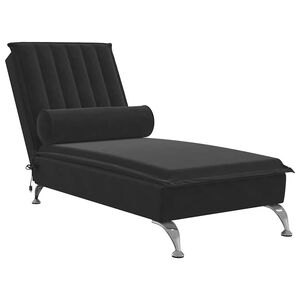 vidaXL Chaise lounge de massagem com rolo veludo preto