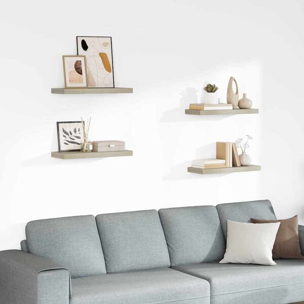 vidaXL Prateleiras parede suspensas 4 pcs 60x23,5x3,8 cm MDF carvalho