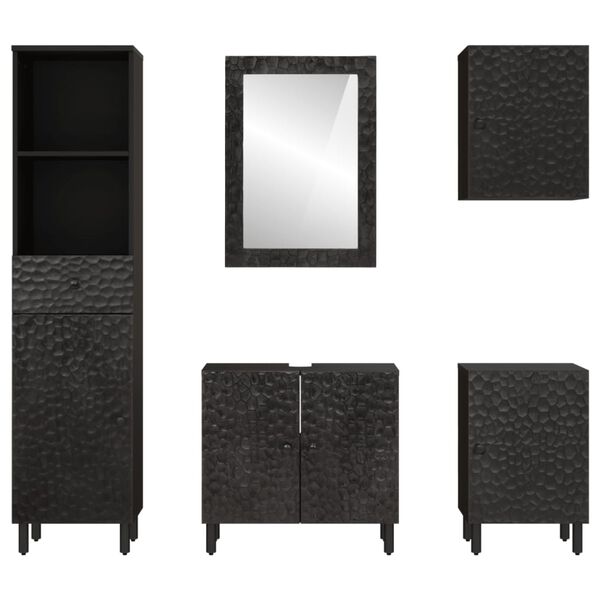 vidaXL 5 pcs conj. m&oacute;veis de casa de banho madeira de mangueira maci&ccedil;a