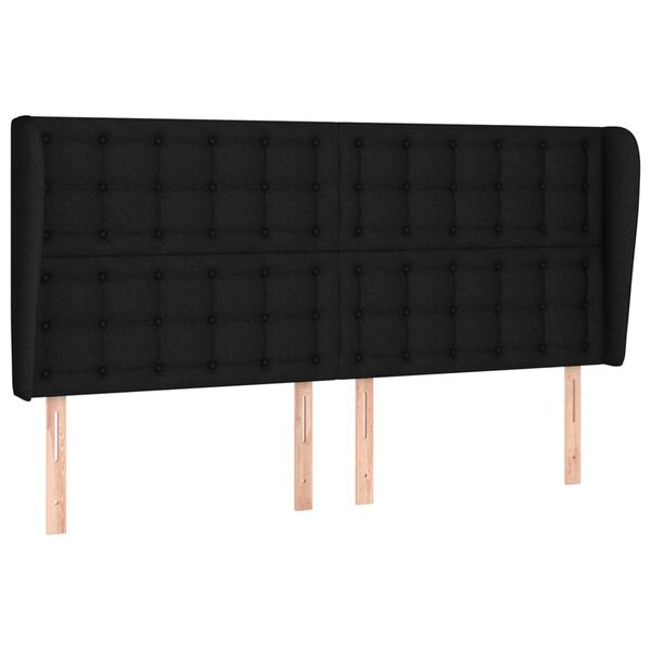 vidaXL Cabeceira de cama c/ abas tecido 183x23x118/128 cm preto