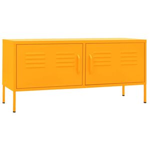 vidaXL Móvel de TV aço 105x35x50 cm amarelo mostarda
