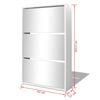 vidaXL Sapateira 3 divis&oacute;rias com espelho 63x17x102,5 cm branco