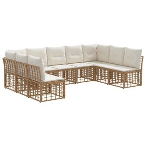 vidaXL Conjunto de Sof&aacute;s para Exterior Natural Poli&eacute;ster