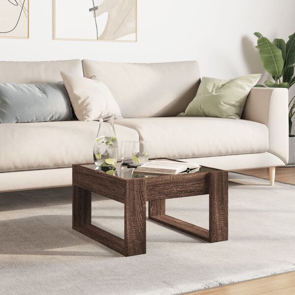 vidaXL Mesa centro luzes LED Infinity 50x53x30 cm carvalho castanho