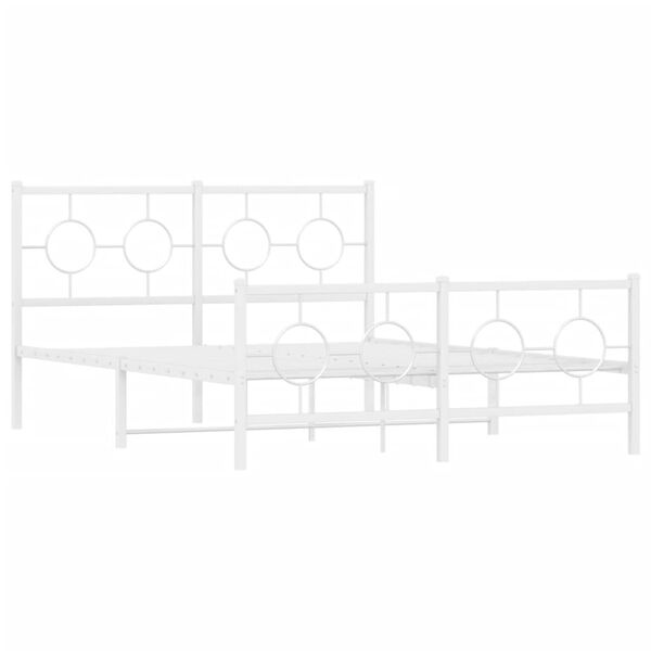 vidaXL Estrutura de cama com cabeceira e p&eacute;s 140x190 cm metal branco