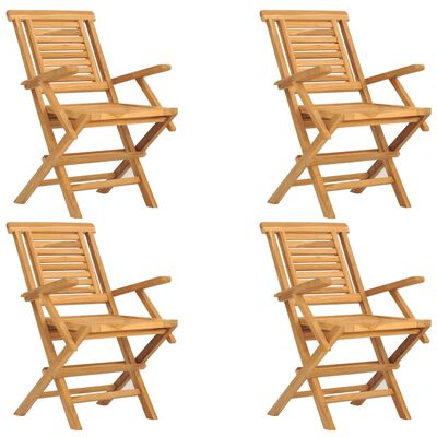 vidaXL Cadeiras de jardim dobráveis 4 pcs 56x63x90 cm teca maciça