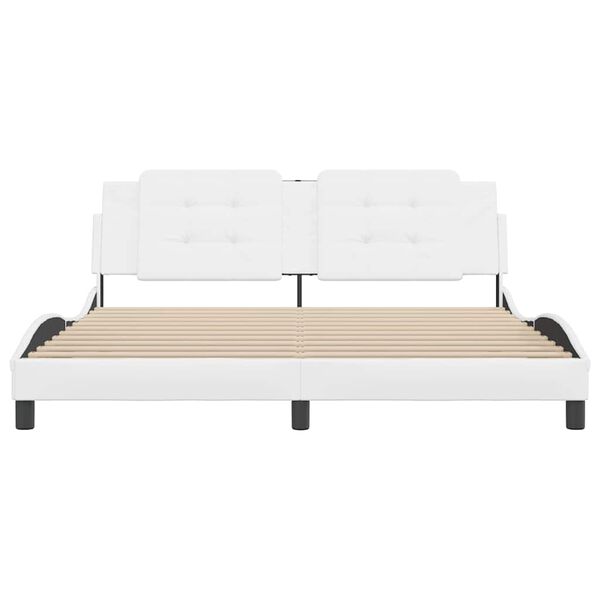 vidaXL Estrutura de cama sem colch&atilde;o Zadar 180x200 cm couro artificial branco