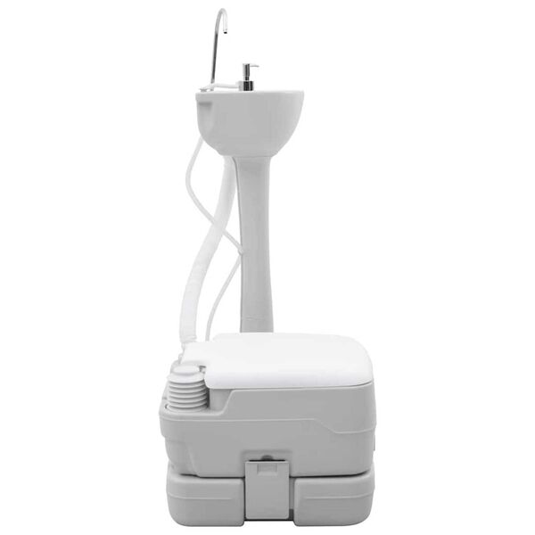 vidaXL Vaso Sanitário de Camping 2 pcs Cinza e Branco