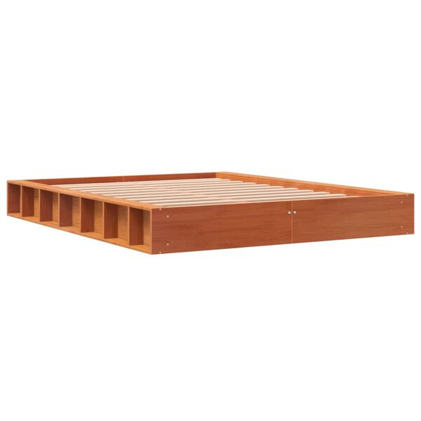 vidaXL Cama sem colch&atilde;o 120x190 cm madeira pinho maci&ccedil;a castanho-mel