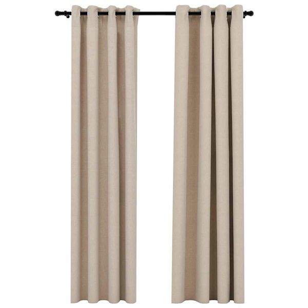 vidaXL Cortinas opacas aspeto linho c/ ilh&oacute;s 2 pcs 140x225 cm bege