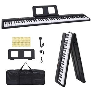 vidaXL 88 teclas Piano teclado el&eacute;trico com suporte de m&uacute;sica dobr&aacute;vel