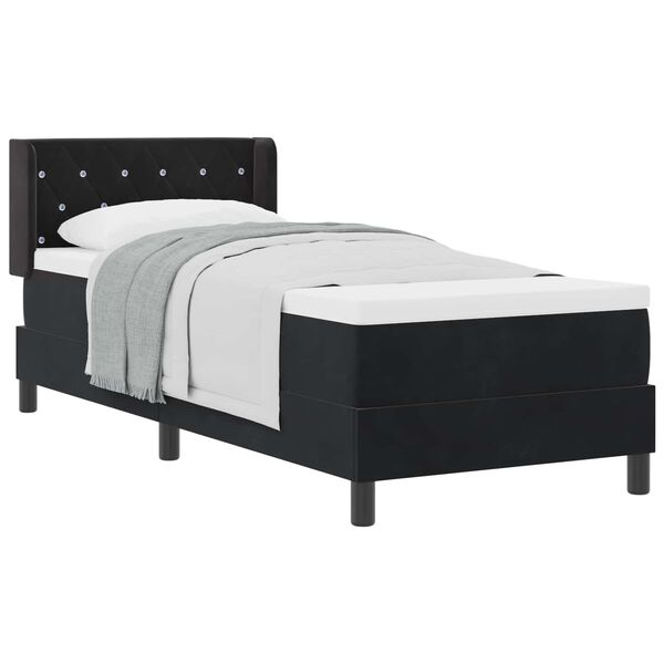 vidaXL Cama Box com colch&atilde;o com cabeceira Preto 200 x 80 cm Veludo