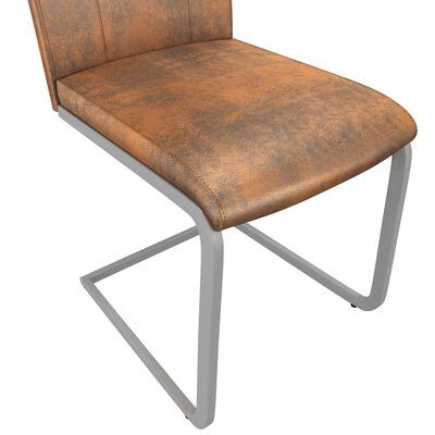 vidaXL Cadeiras de jantar 4 pcs couro artificial castanho camurça