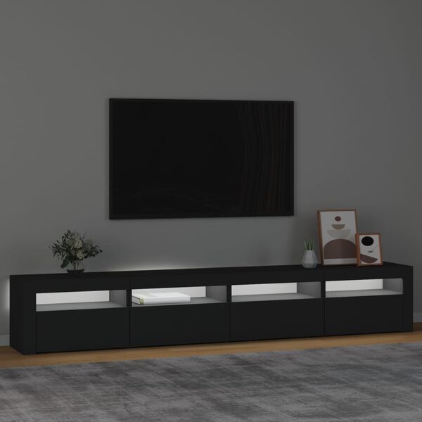 vidaXL M&oacute;vel de TV com luzes LED 240x35x40 cm preto
