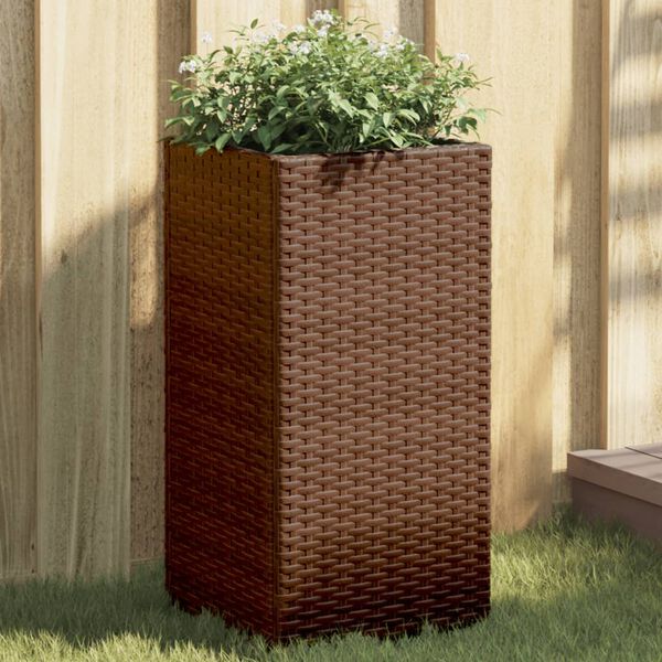 vidaXL Vaso de jardim 30x30x60 cm vime PE castanho