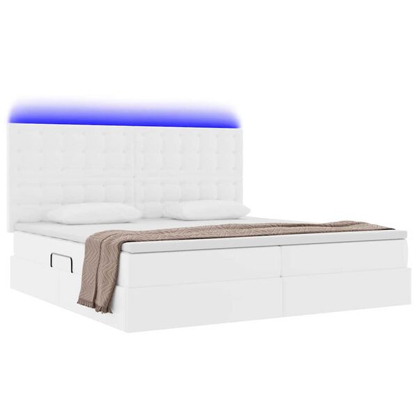 vidaXL Cama com arruma&ccedil;&atilde;o e LED com colch&atilde;o Branco Puro 200 x 200 cm