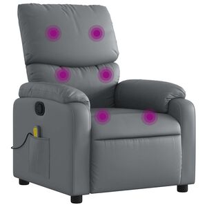 vidaXL Poltrona de massagem reclin&aacute;vel em couro sint&eacute;tico cinza
