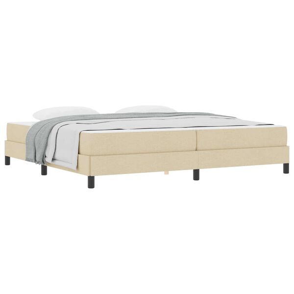 vidaXL Cama Box com colch&atilde;o Creme 200 x 200 cm tecido