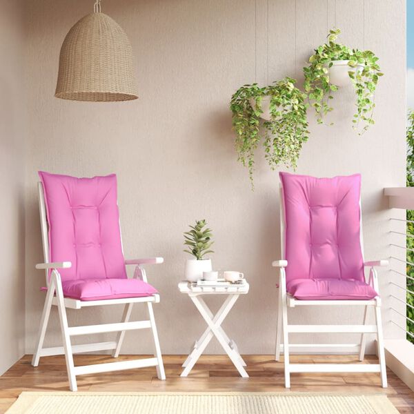 vidaXL Almofad&otilde;es para cadeiras altas de jardim 2 pcs tecido rosa