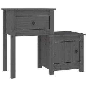 vidaXL Mesa de cabeceira 79,5x38x65,5 cm madeira pinho maci&ccedil;a cinzento