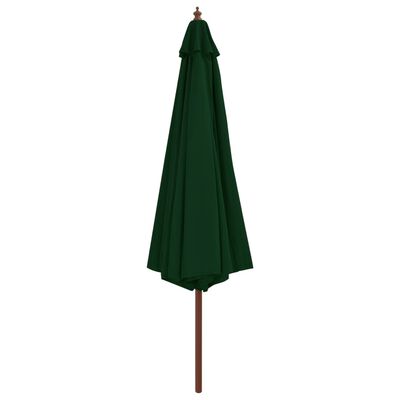vidaXL Guarda-sol de exterior com poste em madeira 350 cm verde