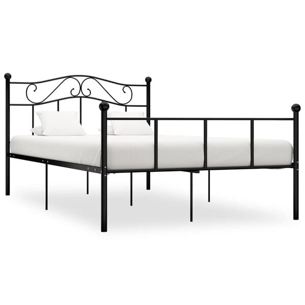 vidaXL Estrutura de cama em metal preto 160x200 cm