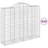 vidaXL Cestos gabi&atilde;o arqueados 15 pcs 200x50x160/180 ferro galvanizado