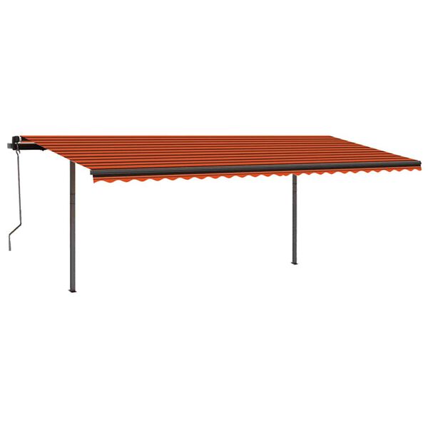 vidaXL Toldo retr&aacute;til manual com postes 3,5x2,5 m laranja e castanho
