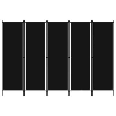 vidaXL Divisão de quarto com 5 painéis 250x180 cm preto