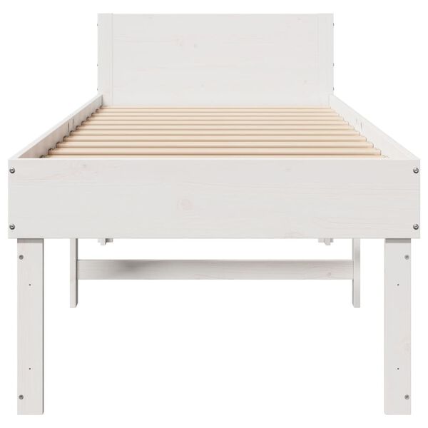 vidaXL Estrutura de cama sem colch&atilde;o 80x200 cm pinho maci&ccedil;o branco