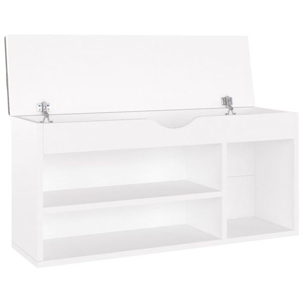 vidaXL Banco sapateira c/ almofad&atilde;o contraplacado 104x30x49 cm branco