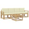 vidaXL Conjunto de Sof&aacute;s para Exterior 5 unid. Branco e Creme