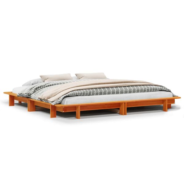vidaXL Cama sem colch&atilde;o 180x200 cm pinho maci&ccedil;o castanho-mel