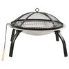 vidaXL Braseira e barbecue 2-em-1 com ati&ccedil;ador 56x56x49 cm a&ccedil;o inox.