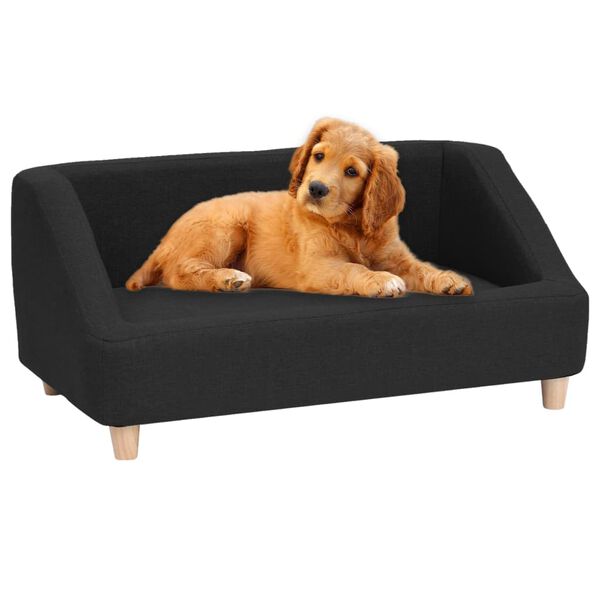 vidaXL Sof&aacute; para c&atilde;es 85x50x39 cm linho preto