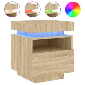 vidaXL Mesa de cabeceira com luzes LED 40x39x48,5 cm carvalho sonoma