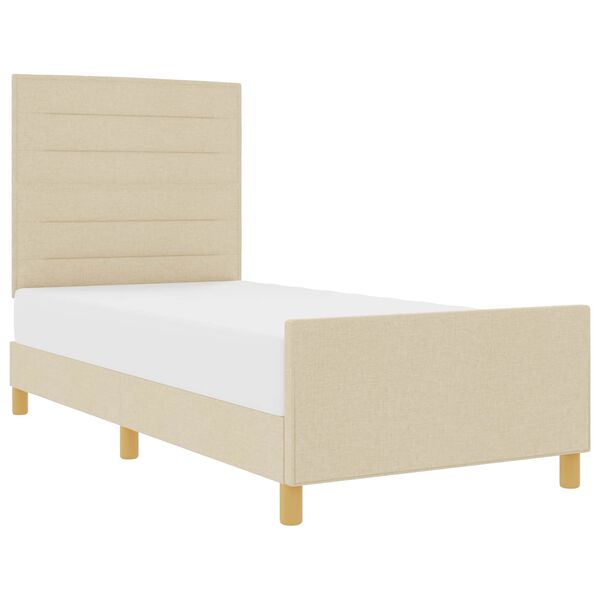 vidaXL Estrutura da Cama com cabeceira Creme 90 x 190 cm tecido
