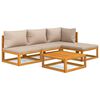 vidaXL 5pcs conj. lounge jardim madeira c/almofad&otilde;es cinza-acastanhado