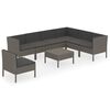vidaXL 8 pcs conjunto lounge de jardim c/ almofad&otilde;es vime PE cinzento