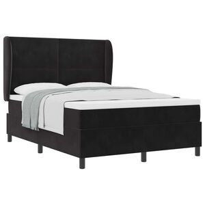 vidaXL Cama Box com colch&atilde;o com cabeceira Preto 200 x 140 cm Poli&eacute;ster