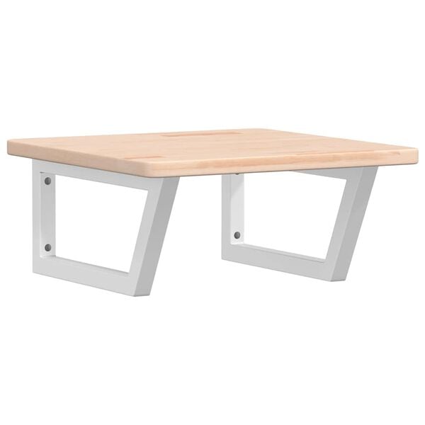 vidaXL Prateleira de parede p/ lavat&oacute;rio a&ccedil;o/madeira carvalho maci&ccedil;a